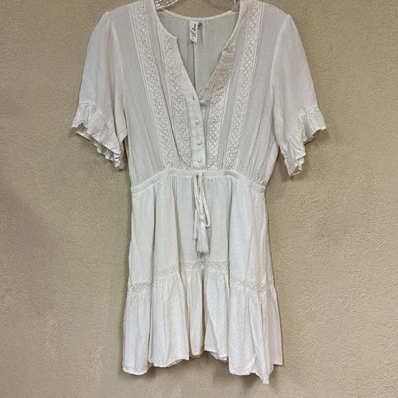 L Love woamns boho white mini Dress size Small - Picture 2 of 8